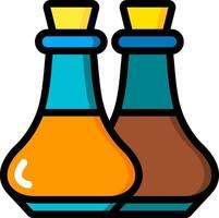 Two bottles of liquid with a yellow cap and blue cap vector