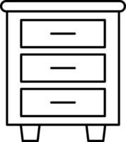 A black and white drawing of a dresser vector
