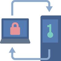 A laptop and a padlock are connected to each other vector