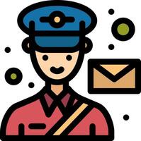 Mail icon with a man in uniform holding an envelope vector