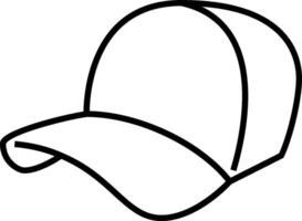 A baseball cap is shown in this outline drawing vector