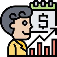 Businessman with a calendar and a graph vector