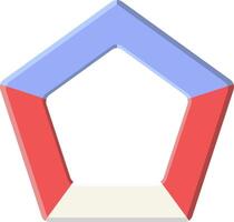 A hexagon with a red, blue and white color scheme vector