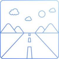 A line drawing of a road with mountains in the background vector