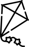 A black and white drawing of a kite with stars vector