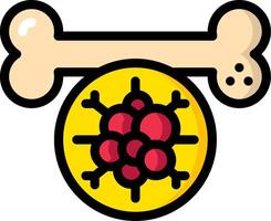 A bone with a red and yellow object on it vector