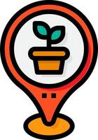 A plant in a pot on a map pointer vector