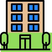 A building with windows and trees on the side vector