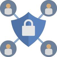 A shield with people around it and a lock vector