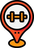 A map with a barbell icon vector
