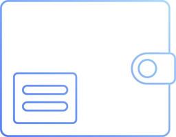 A blue line icon of a wallet with a note inside vector