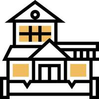 A house with a yellow roof and windows vector