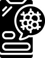 A black and white icon of a computer with a speech bubble vector