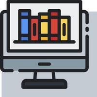 A computer monitor with books on it vector