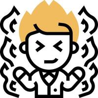 A cartoon man with a fire coming out of his head vector