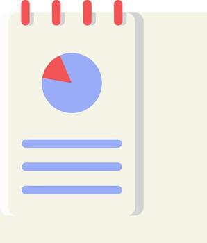 A notebook with a pie chart on it vector