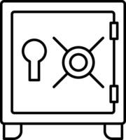 A black and white illustration of a safe box vector