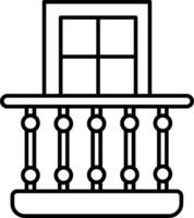 A black and white drawing of a balcony vector