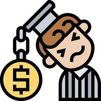 A cartoon man with a coin on his head vector