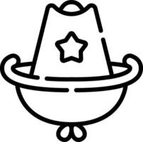 A black and white outline of a hat with a star on it vector