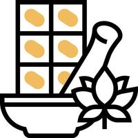 A bowl with pills and a lotus flower vector