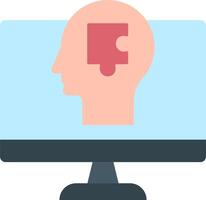 A computer screen with a puzzle piece in the head vector