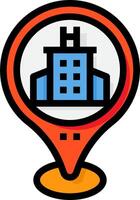 A map marker with a building in the center vector