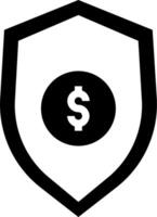 A black and white shield with a dollar sign on it vector