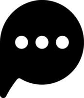 A black speech bubble with three dots on it vector