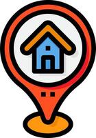 A house icon with a map pointer on a white background vector