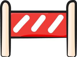 A red and white barrier with two white lines vector