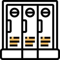 A black and white image of a rack with three doors vector