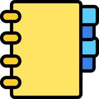A yellow notebook with blue and yellow pages vector