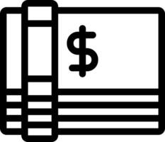 A black and white icon of a stack of money vector