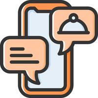 Mobile phone with chat bubbles and food icon vector