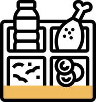 A black and white icon of food in a box vector