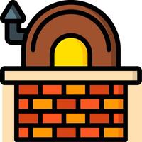 A brick oven with a fire inside it vector