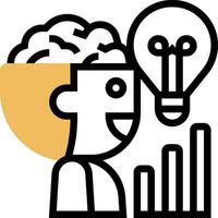 A man with a light bulb above his head and a graph vector