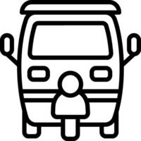 A black and white line drawing of a bus vector