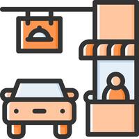 A car and a store with a man inside vector