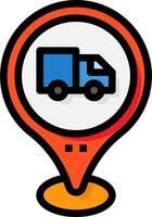 A delivery truck icon on a map pointer vector