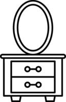 A black and white drawing of a dresser with a mirror vector