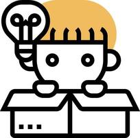 A robot with a light bulb on top of a box vector