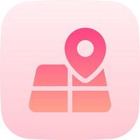 The icon for a map pin on a pink background vector