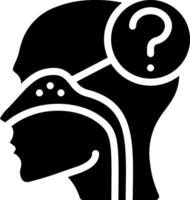A black silhouette of a head with a question mark on it vector