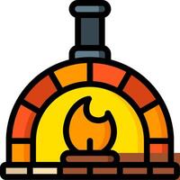 A pizza oven icon with a fire inside vector