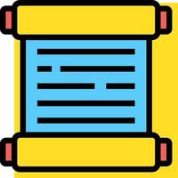 A scroll icon on a yellow background vector