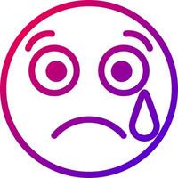 A sad emoticor with tears on it vector