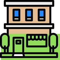 A small building with a tree and a tree vector
