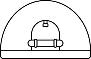 A black and white drawing of a door with a handle vector